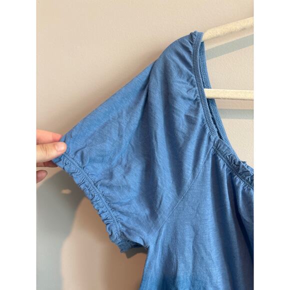 NWOT American Eagle Puff Sleeve Button Front Top Blue Size Large - Picture 3 of 5